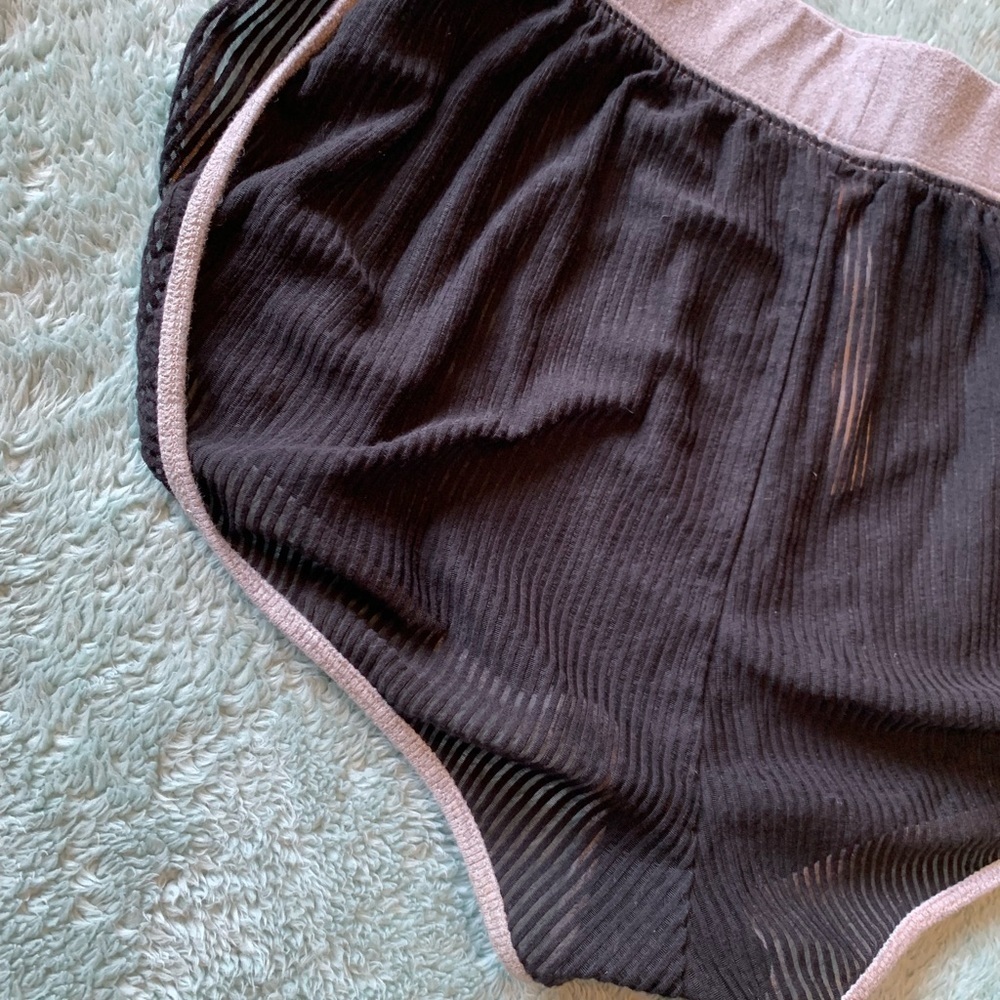 FP Movement Black Mesh Sheer High Waist Banded Waist Open Side Shortie Shorts XS - Picture 5 of 8